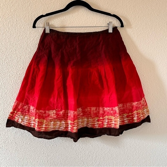 Hillard & Hanson a-line Tie Dye Red Skirt Women Size 4 - Picture 1 of 9